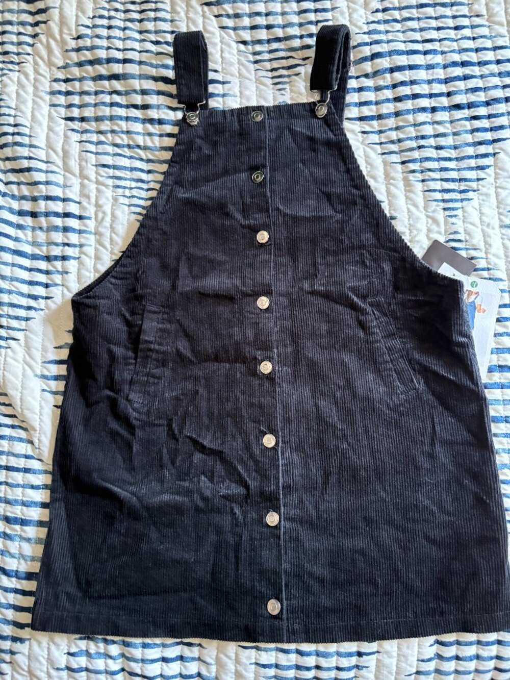 NWT Black Corduroy Overall Dress